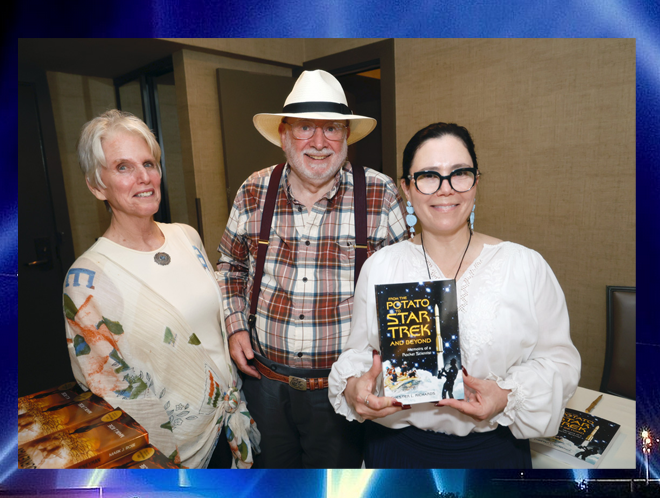 Ina Hillebrandt and Pawpress author Chester L. Richards at the 2022 DPA pre-Emmys event. With Alex Borstein of The Marvelous Mrs. Maisel